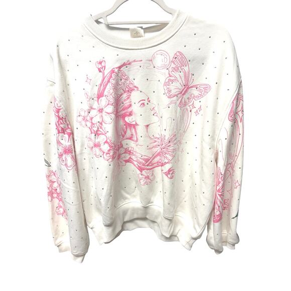 Wicked Katie Kime Graphic Sweatshirt Rhinestone Witch Cream Small S - Picture 1 of 6